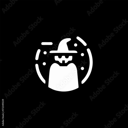Spooky Wizard Character in Minimalist Vector Illustration