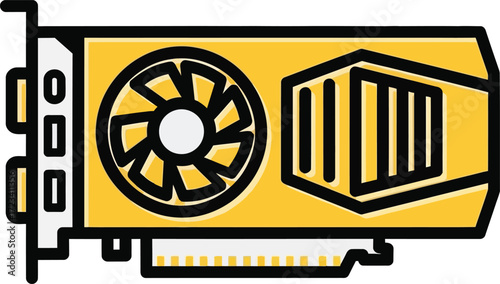Stylized illustration of a computer graphics card