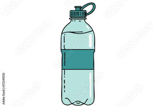 A simple, clean illustration of a water bottle labeled 'Bottle Hydrate Tool'.  Modern, minimalist design with a soft teal background. Ideal for health, wellness, and hydration themes.