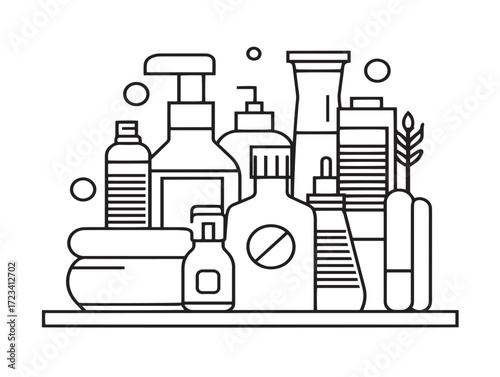 Skincare Cosmetic Ingredients Icon in Bold Minimalist Vector Line Design