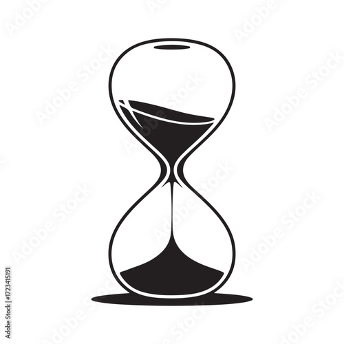 Hourglass silhouette with sand falling vector isolated on white background