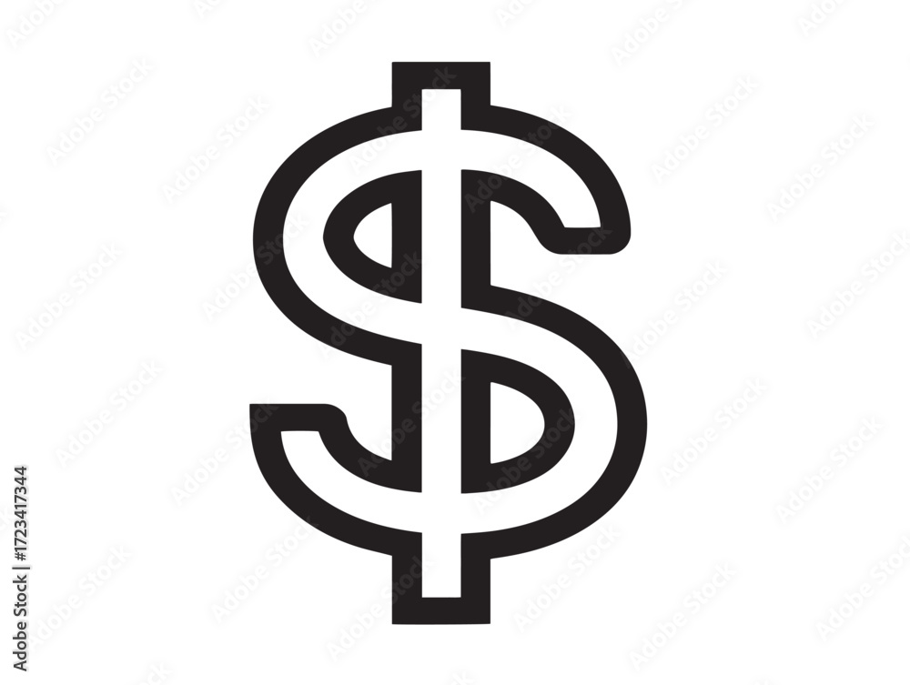 Obraz premium Minimalist vector drawing of currency financial symbol