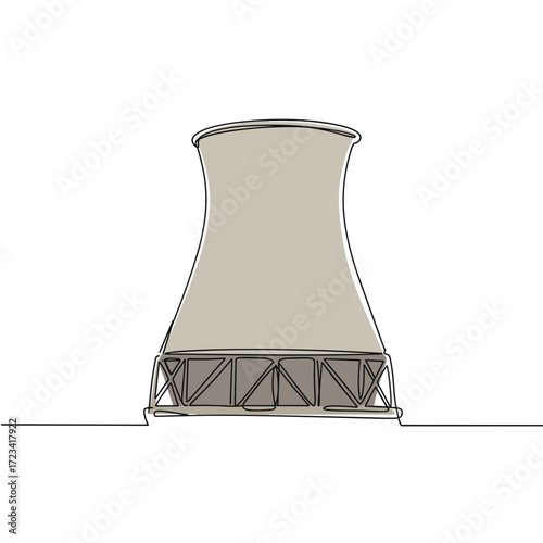 Cooling tower illustration in minimalist style with simple lines  