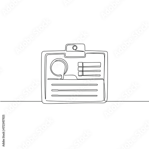 Simple line drawing of a contractor badge with identification details  