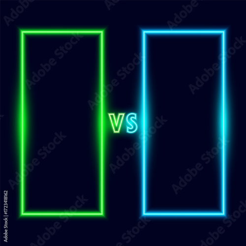 Versus battle screen design, neon competition banner, vector illustration.