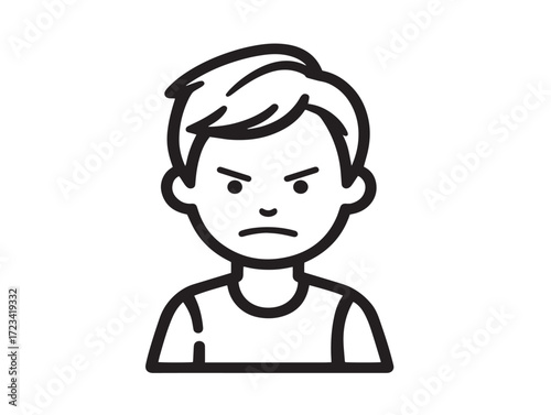 Professional 2D vector drawing of cyberbullying warning symbol