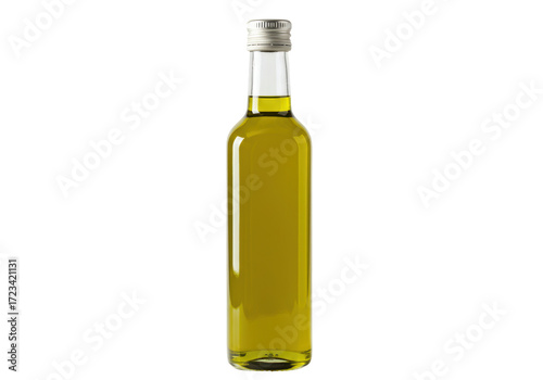 Isolated bottle of olive oil, food product, condiment, cooking ingredient, kitchen staple