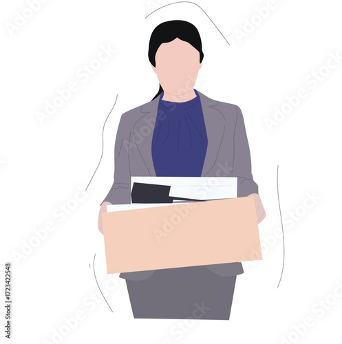 woman carrying box after being fired