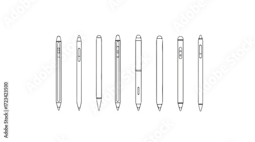 Collection of modern makeup brushes for professional cosmetic application and beauty. silhouette