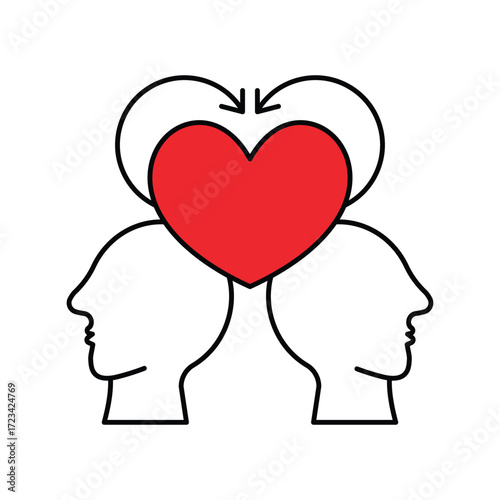 Emotional Intellect icon with white background vector stock illustration