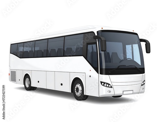 White coach bus, front view