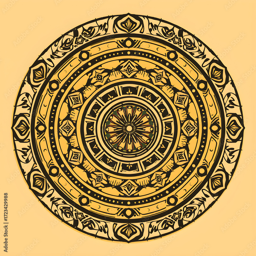 Obraz premium Golden mandala on yellow background