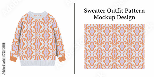 A stunning sweater outfit pattern mockup design showcasing a unique and intricate artistic print perfect for fashion creators and designers.