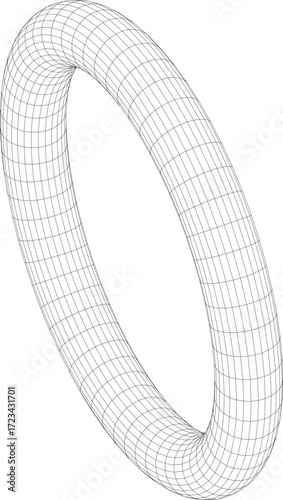 Abstract three dimensional torus wireframe shape. Futuristic geometric design element. Vector
