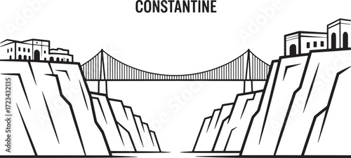 Constantine Algeria Skyline Landmark Silhouette Travel Tourism Cityscape Vector