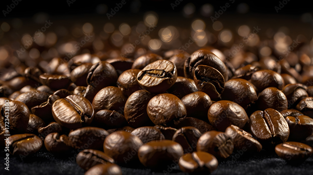 Fototapeta premium roasted coffee beans falling