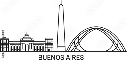 Buenos Aires Argentina City Skyline Silhouette Vector Illustration