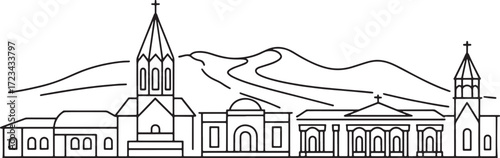 City Skyline Silhouette Vector Illustration Design Armenian Buildings