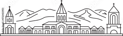 Vanadzor Armenia City Skyline Silhouette Vector Illustration Isolated Transparent Background