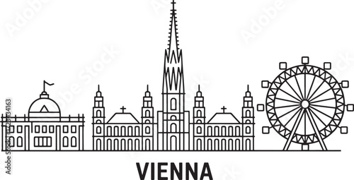 Vienna Austria City Skyline Silhouette Minimalist Vector Illustration Transparent Background