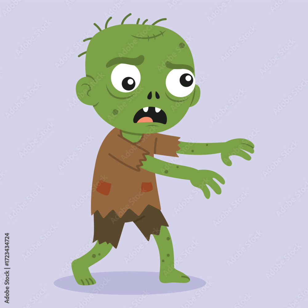 Obraz premium cute zombie cartoon character posing unsteadily with outstretched arms