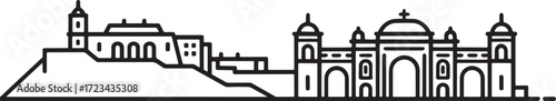 Oran Cityscape Skyline Vector Illustration Landmark Urban Travel Silhouette North Africa