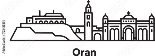 Oran Skyline Cityscape Vector Illustration Algeria Landmark Urban Travel Silhouette
