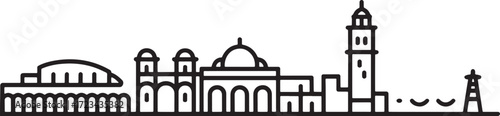 Valencia Skyline Cityscape Vector Illustration Spain Landmark Urban Travel Silhouette