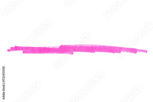 Hand drawn pink marker brush stroke, abstract ink line for underline, highlight, text divider, design element, doodle sketch, isolated simple stripe shape on transparent background