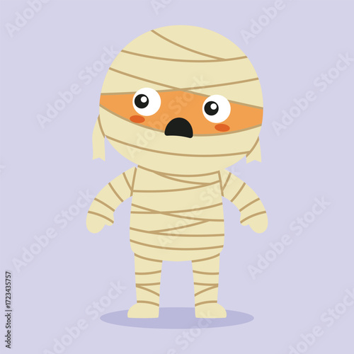 cute mummy cartoon character posing confused about something