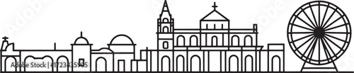 Cordoba City Line Art Vector Illustration, City Skyline Cordoba, Spain Vector