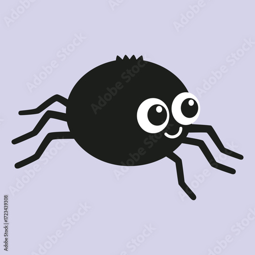 cute spider cartoon character posing crawling sideways