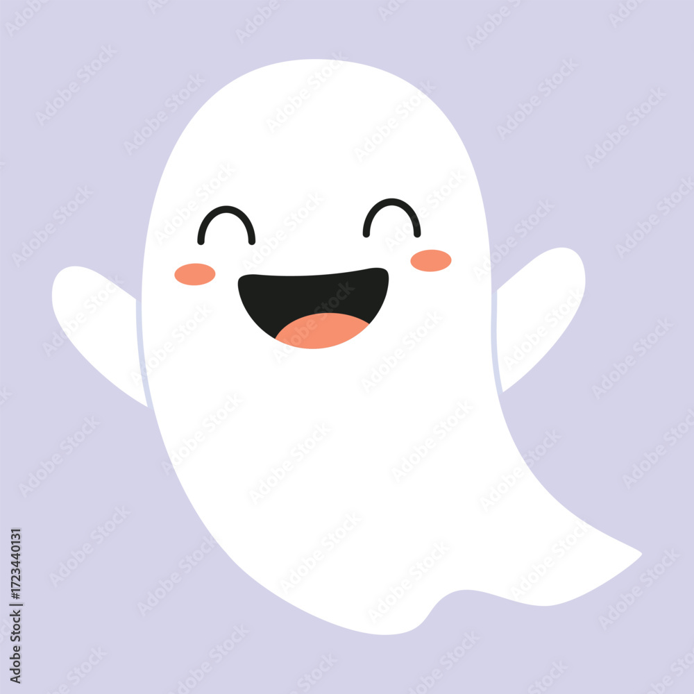 Obraz premium cute ghost cartoon character posing scary while laughing