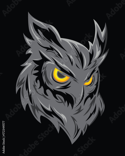 Illustration of an owl head logo