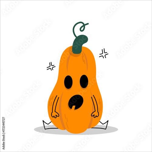 Sad cartoon pumpkin character with tears. Cute pumpkin illustration showing sadness with teary eyes, perfect for emotional, dramatic or funny seasonal Halloween artwork.