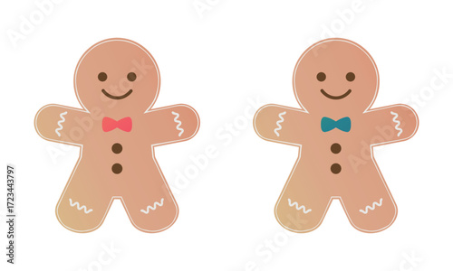Cute gingerbread man cookies for Christmas_Holiday vector illustration