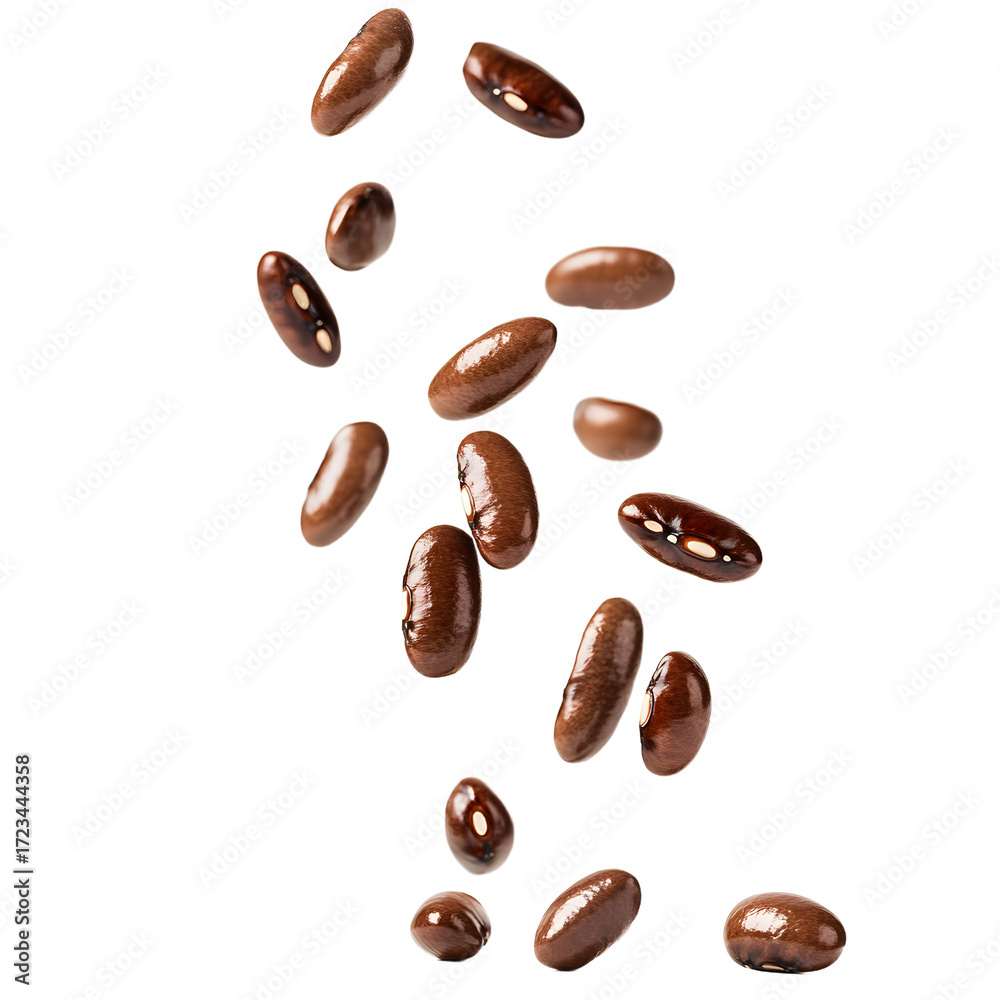 Fototapeta premium Falling Beans Isolated White Background Food Photography