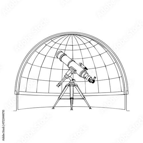 Telescope inside a geodesic dome observatory structure