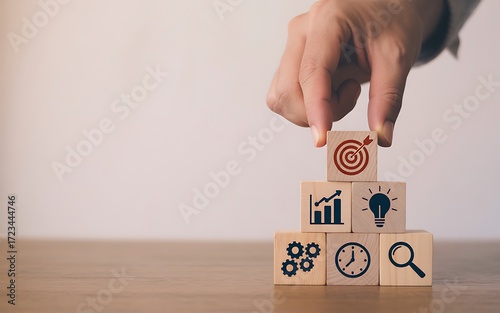 Strategic Business Growth Stacking Success with Goals, Analytics, Ideas, and Efficiency for Long-Term Prosperity