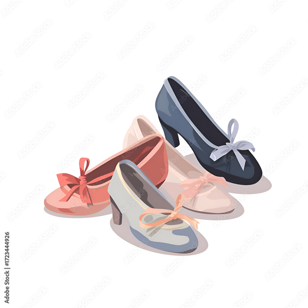 Naklejka premium Collection of Elegant Women's Shoes with Bows