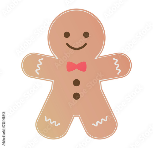 Cute gingerbread man cookies for Christmas. Holiday vector illustration.