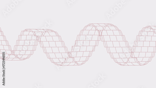 A wavy line made of small squares creating a geometric pattern on a light background in soft lighting