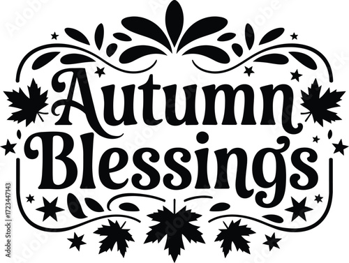 Autumn blessings text with decorative elements