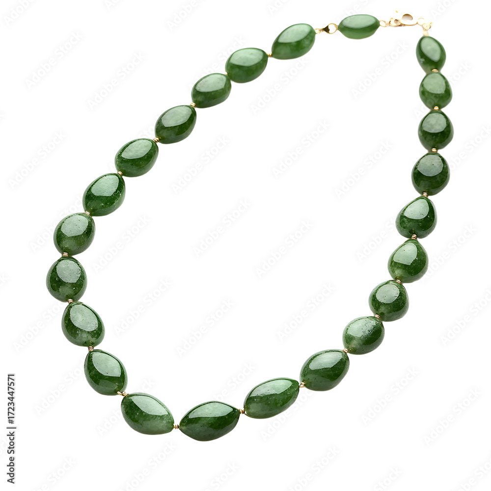 Obraz premium Elegant Jade Necklace on White Background for Jewelry Showcase