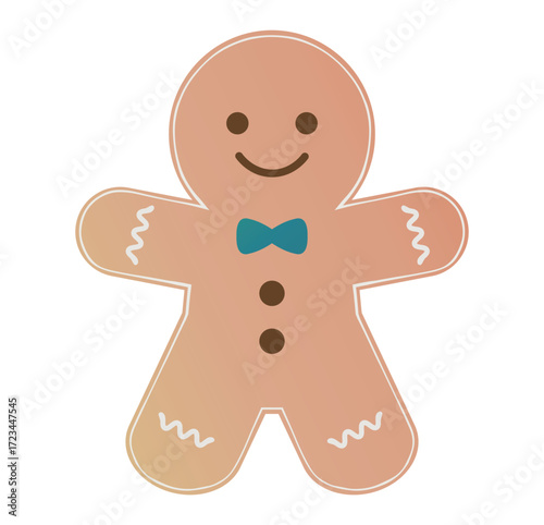 Cute gingerbread man cookies for Christmas. Holiday vector illustration.