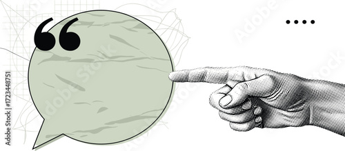 Finger Pointing at Quote Bubble Conceptual Illustration for Communication
