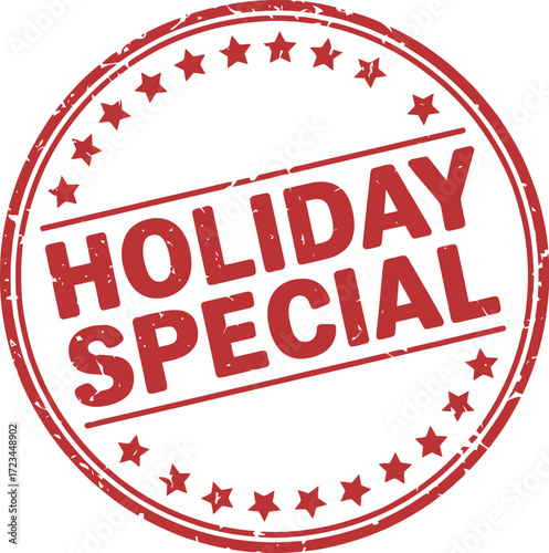 Holiday special red stamp with star decorations