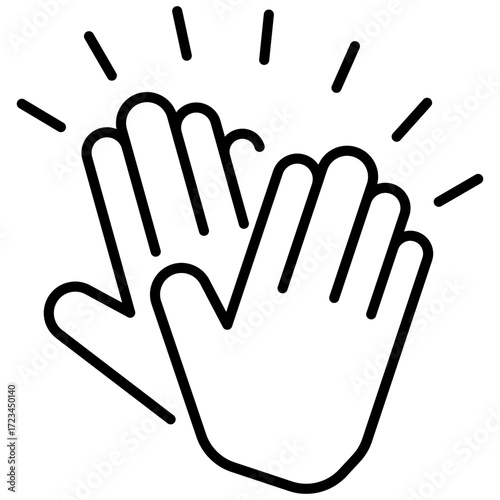 Outline icon of clapping hands with motion lines