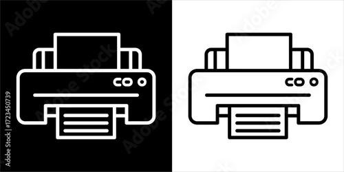 Simple black and white line drawing of a printer.