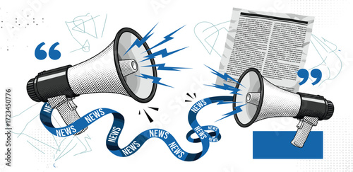News and Communication Megaphones Conveying Information Through News Stream to the Public
